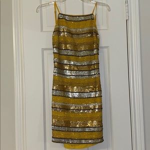 Yellow, God, Silver cocktail dress